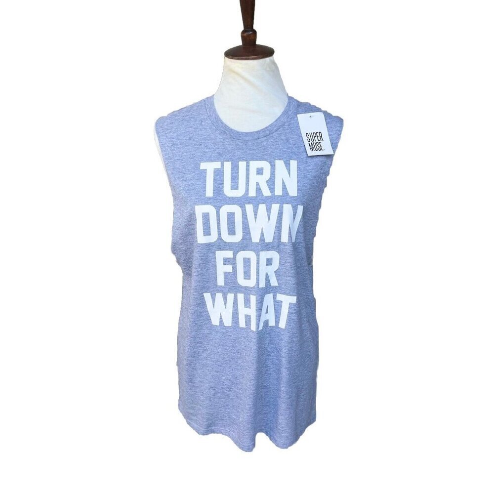 Super Muse Women’s Heather Gray Cotton Turndown For What Tank Size S - Picture 10 of 15